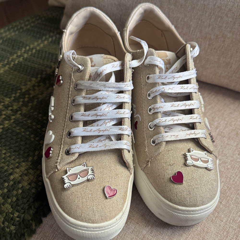 Karl Lagerfeld Paris Cate Pins Sneaker Lace Up Fashion Sneaker Size‎ 7.5M - Picture 2 of 7